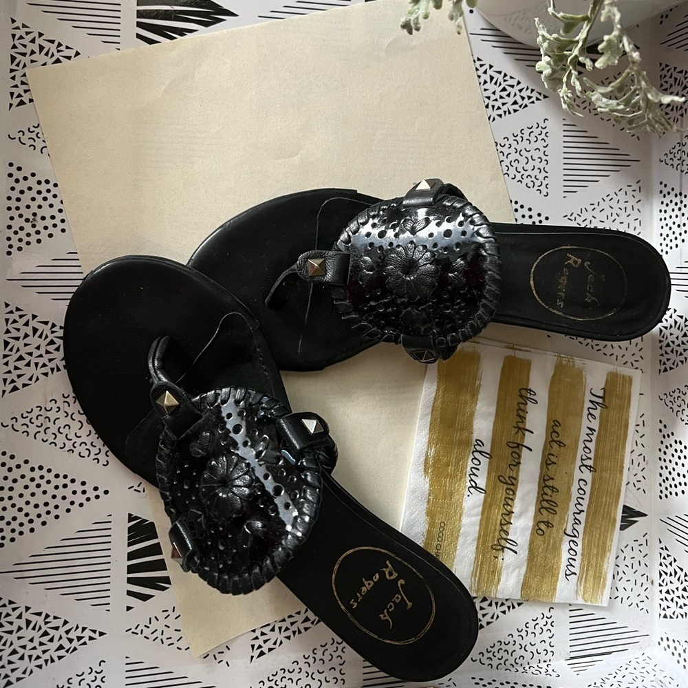 Jack Rogers Black Patent Georgica Wedge